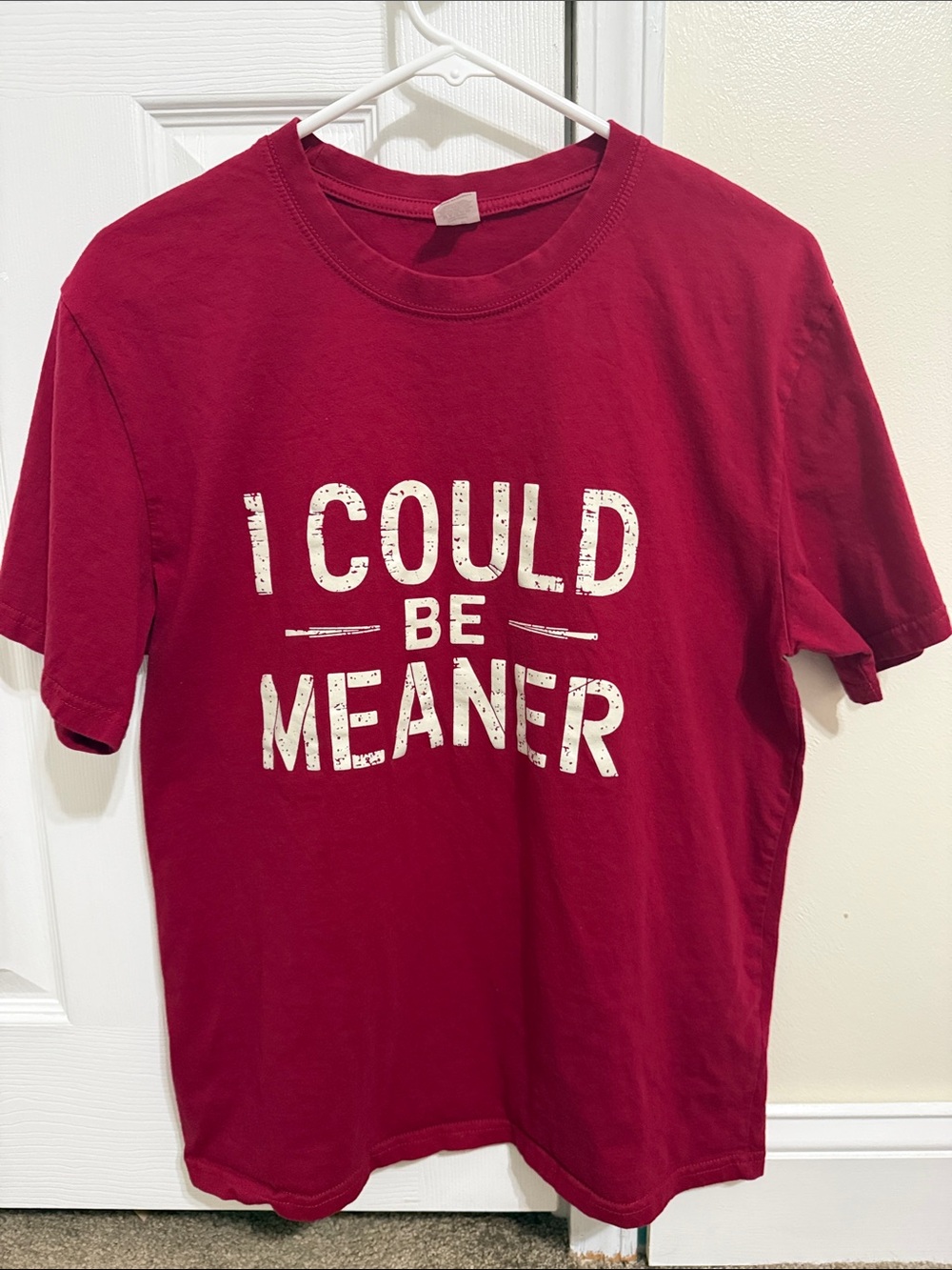 I Could Be Meaner Short Sleeve Graphic Tee - Burgundy